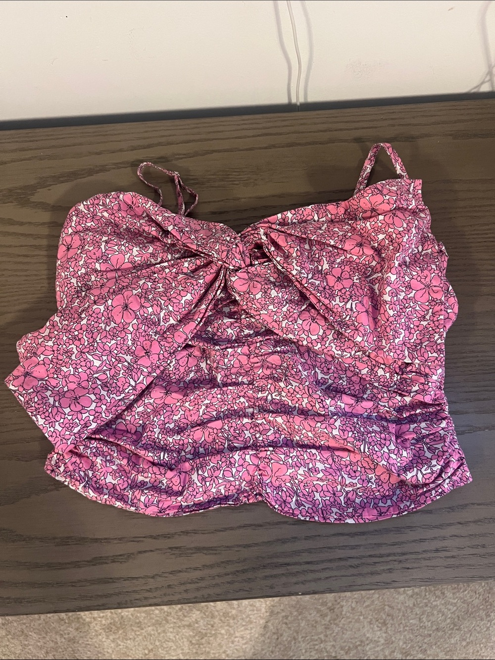 Pink Floral BOW Crop Top